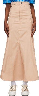 Beige Flared Maxi Skirt