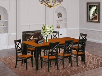 9 Piece Dining Room Furniture Set- A Rectangle Wooden Table and 8 Kitchen Dining Chairs,