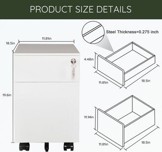 2 Drawer Mobile File Cabinet with Lock Metal-AA