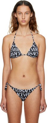 Black Printed Bikini Top