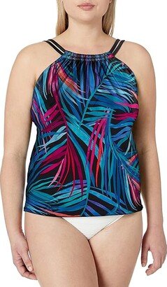 Women's High Neck Tankini Swimsuit Top (Multi/Jungle Party) Women's Swimwear