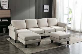 Calnod L-Shape Convertible Sectional Sofa Accent Sofa Living Room Sofa with Ottoman-AL