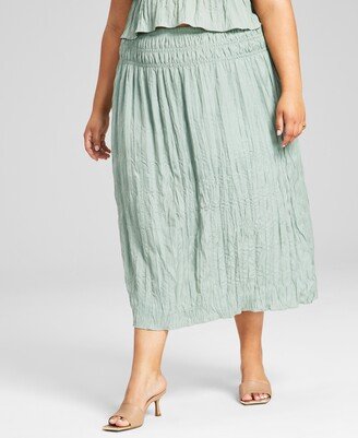 And Now This Trendy Plus Size Textured Pull-On Skirt