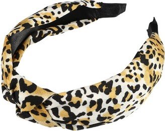 Unique Bargains Women's Leopard Pattern Knotted Headband 1 Pc Yellow