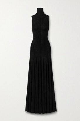 Romee Open-back Draped Merino Wool Maxi Dress - Black