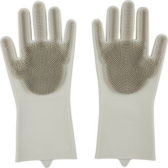 Dunelm Silicone Cleaning Gloves with Bristles Grey