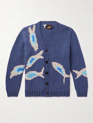 Paula's Ibiza Intarsia-Knit Linen, Cotton and Wool-Blend Cardigan