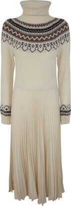 Turtleneck Pleated Maxi Dress