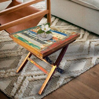 Marina Del Rey Recycled Teak Wood Boat Folding Side Table