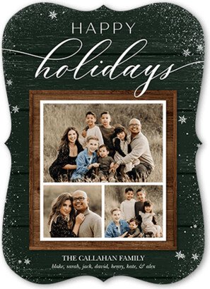 Holiday Cards: Wooden Picture Frame Holiday Card, Green, 5X7, Holiday, Matte, Signature Smooth Cardstock, Bracket