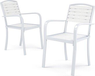 Living and Home Set of 2 Garden Dining Armchairs White