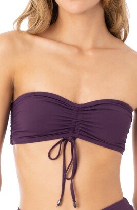 Bandy Reversible Dark Grape & Floral Bandeau Bikini Top