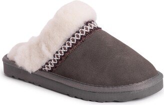 Dawn Suede Scuff Slipper with Genuine Shearling Trim