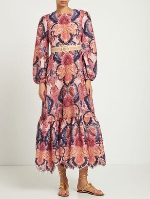 Laurel Billow printed linen midi dress