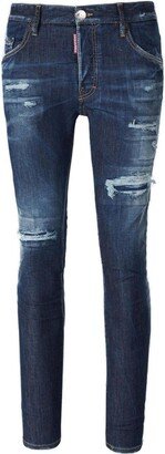 Distressed-finish Tapered-leg Skinny Jeans