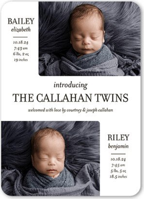 Birth Announcements: The Twins Birth Announcement, White, 5X7, Matte, Signature Smooth Cardstock, Rounded