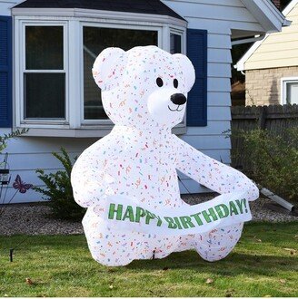 Sunnydaze Decor Sunnydaze Indoor/Outdoor Sprinkles the Celebration Bear LED Inflatable Decoration with 5 Customizable Banners - 6'