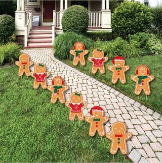 Big Dot Of Happiness Gingerbread Christmas - Lawn Decor - Outdoor Holiday Party Yard Decor - 10 Pc