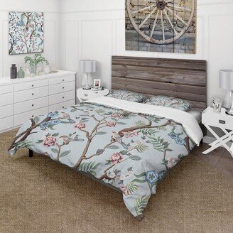 Designart 'Chinoiserie With Birds and Peonies X' Traditional Duvet Cover Comforter Set