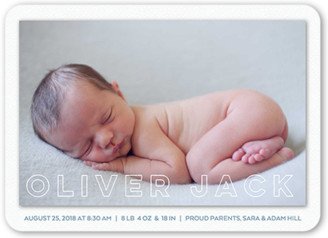 Birth Announcements: Happy Basic Boy Birth Announcement, White, Standard Smooth Cardstock, Rounded