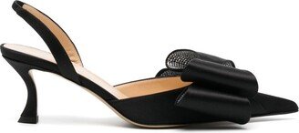 70mm Bow-Detail Slingback Pumps