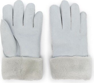 Decorative-Stitching Shearling Gloves