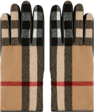 Exaggerated Check wool gloves