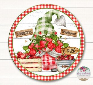 Summer Strawberry Gnome Sign - Round Craft Supplies Wreath Center