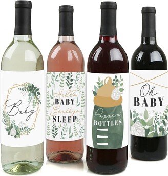 Big Dot Of Happiness Boho Botanical Baby ery Baby Shower Decor Wine Bottle Label Stickers 4 Ct