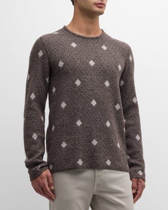 Men's Diamond Jacquard Cashmere-Blend Sweater