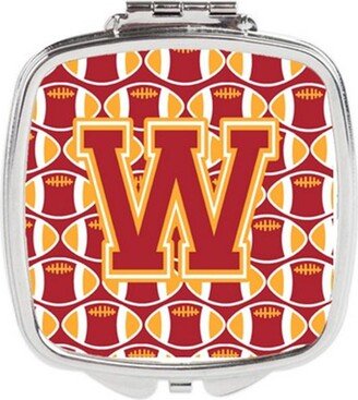 CJ1070-WSCM Letter W Football Cardinal & Gold Compact Mirror