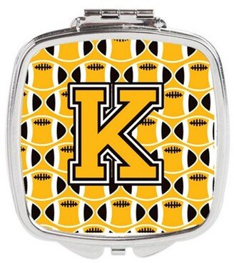 CJ1080-KSCM Letter K Football Black, Old Gold & White Compact Mirror