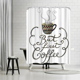 71 x 74 Shower Curtain, First Coffee by Patricia Pino