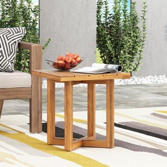 Hamel Outdoor Acacia Wood Square Side Table