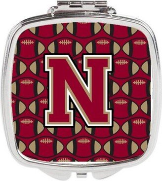 CJ1078-NSCM Letter N Football Garnet & Gold Compact Mirror