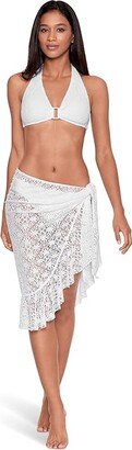 Crochet Ruffle Pareo Cover-Up (White) Women's Swimwear
