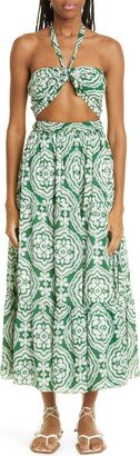 Medallion Cutout Cover-Up Halter Dress