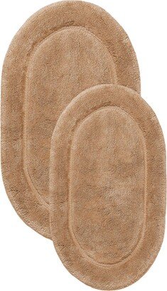 Oval Solid Non-Skid Washable Cotton 2 Piece Bath Rug Set