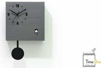 Modern Cuckoo Bird Time Box Clock - Gray Chalk Secret Compartment Wall Mount Pendulum New Style Minimalist Design