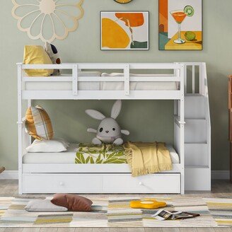 Full-Over-Full Bunk Bed with Twin size Trundle