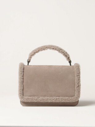 Soft bag in grained nubuck and shearling
