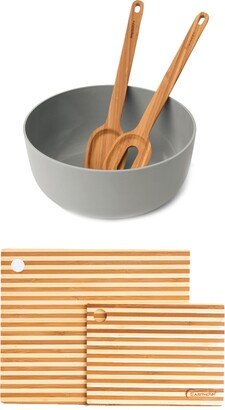 5 Piece Leo Salad Set - Gray, Beige