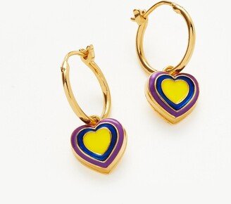 Good Vibes Enamel Heart Mini Charm Hoop Earrings