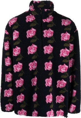 Rose-Print Zipped Jumper