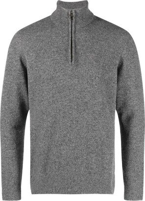 Melange-Effect Half-Zip Sweater