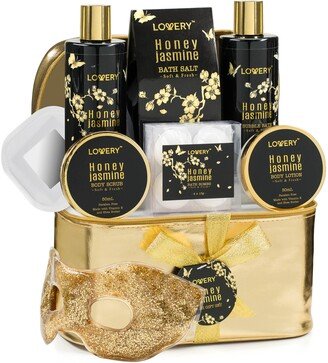 Lovery Bath & Body Gift - Honey Jasmine Scent - Deluxe 12pc Bath Set