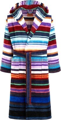 Jazz Multi-Way Stripe-Pattern Belted Bathrobe