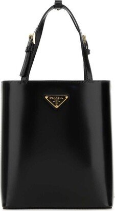 Triangle Logo Plaque Cylinder Shaped Tote Bag