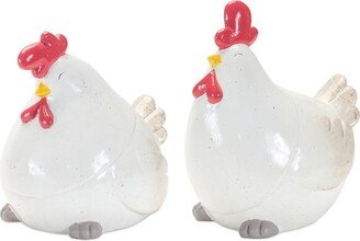 Set of 2 Chicken Tabletop Glazed Figurines 7.5