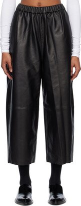 Teurn Studios Black Wide-Leg Leather Trousers